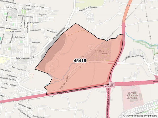 Mapa del código postal 45416, Tonalá, Jalisco