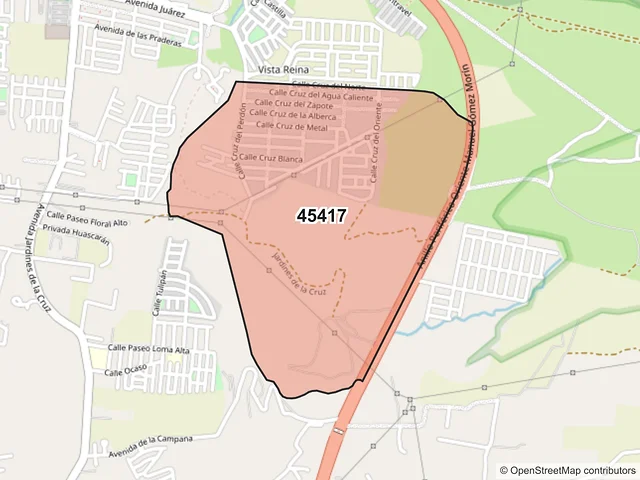 Mapa del código postal 45417, Tonalá, Jalisco