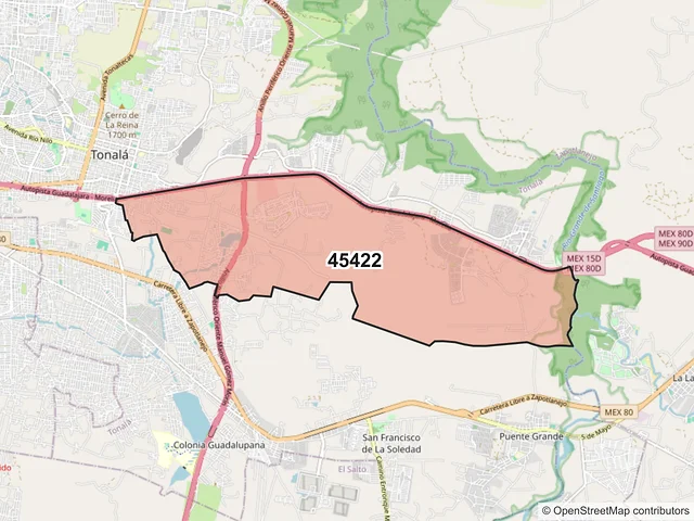 Mapa del código postal 45422, Tonalá, Jalisco
