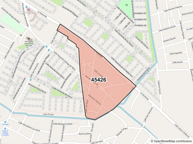Mapa del código postal 45426, Tonalá, Jalisco