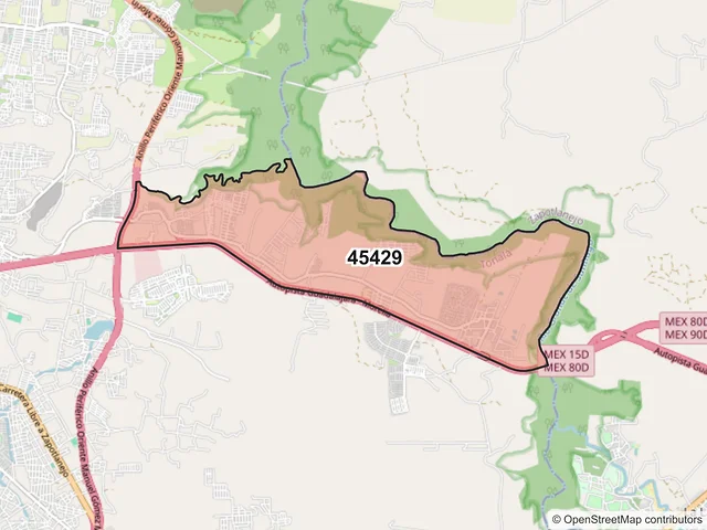 Mapa del código postal 45429, Tonalá, Jalisco