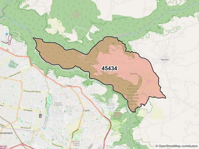 Mapa del código postal 45434, Zapotlanejo, Jalisco