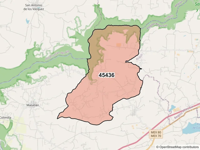 Mapa del código postal 45436, Zapotlanejo, Jalisco