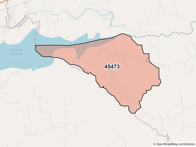 Mapa del código postal 45473, Acatic, Jalisco