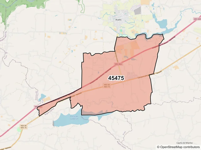 Mapa del código postal 45475, Acatic, Jalisco