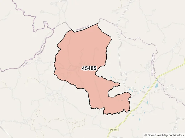 Mapa del código postal 45485, Cuquío, Jalisco