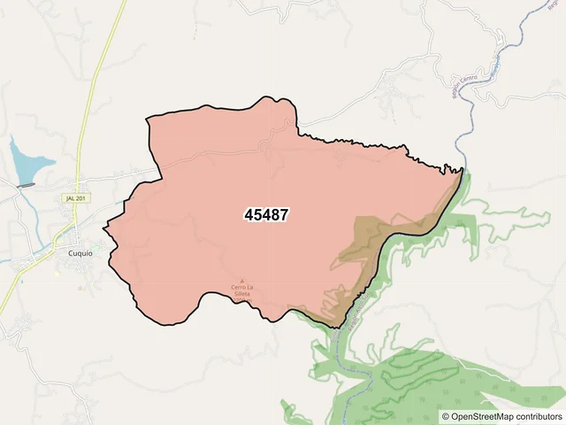 Mapa del código postal 45487, Cuquío, Jalisco