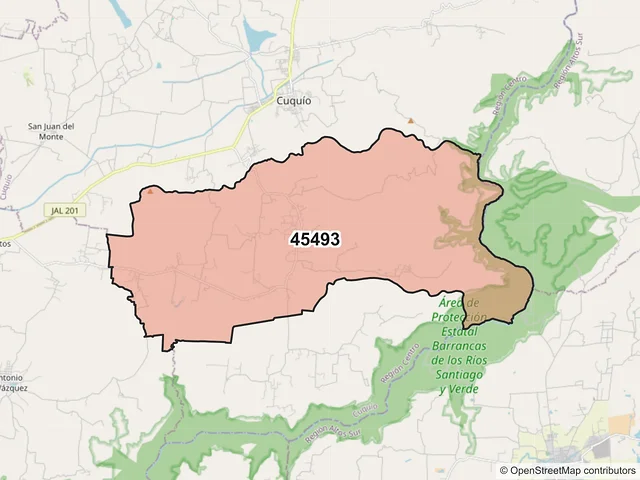 Mapa del código postal 45493, Cuquío, Jalisco