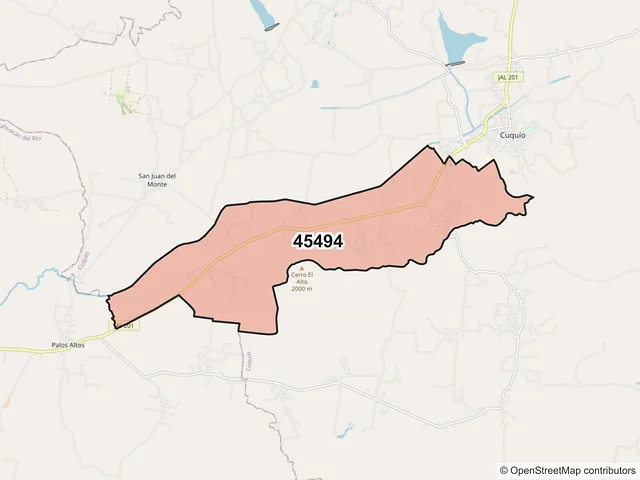 Mapa del código postal 45494, Cuquío, Jalisco