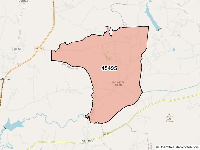 Mapa del código postal 45495, Cuquío, Jalisco