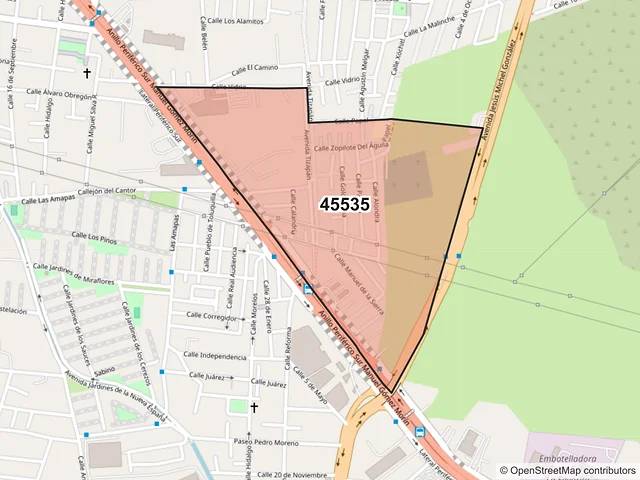 Mapa del código postal 45535, San Pedro Tlaquepaque, Jalisco