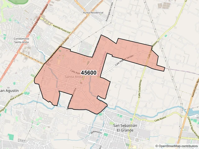 Mapa del código postal 45600, San Pedro Tlaquepaque, Jalisco