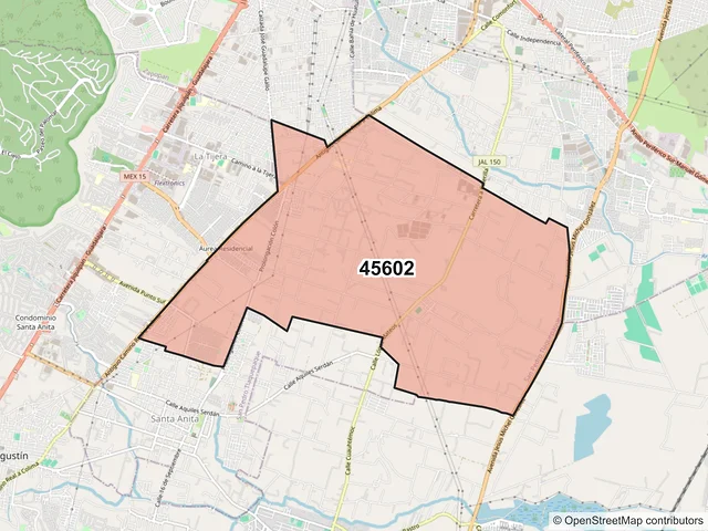 Mapa del código postal 45602, San Pedro Tlaquepaque, Jalisco