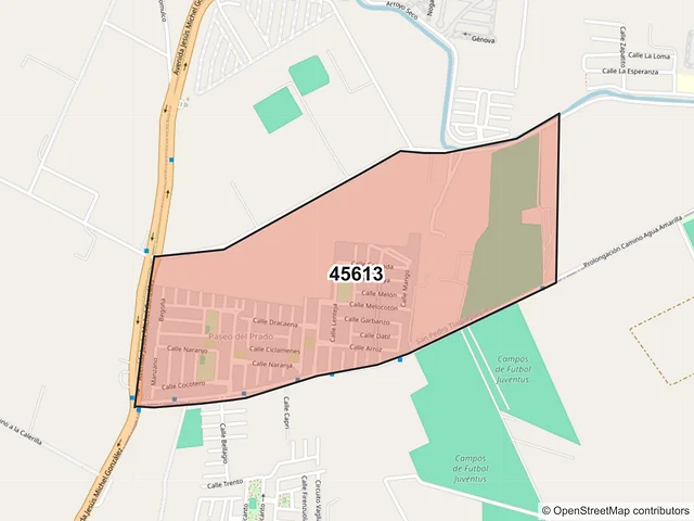 Mapa del código postal 45613, San Pedro Tlaquepaque, Jalisco