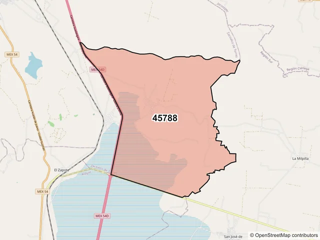 Mapa del código postal 45788, Zacoalco de Torres, Jalisco