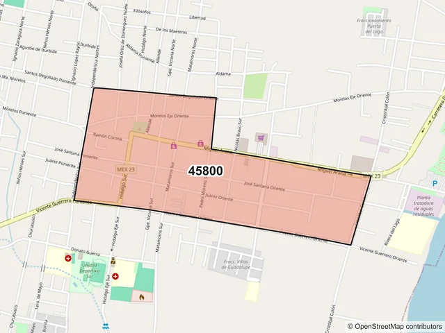 Mapa del código postal 45800, Jocotepec, Jalisco
