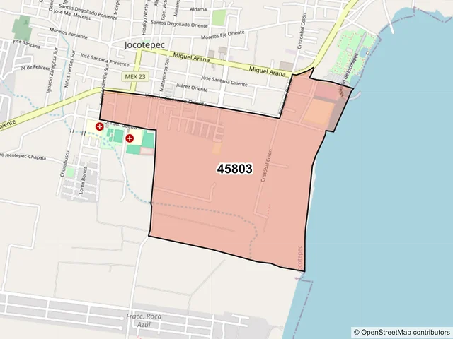 Mapa del código postal 45803, Jocotepec, Jalisco