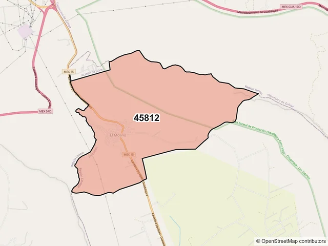 Mapa del código postal 45812, Jocotepec, Jalisco