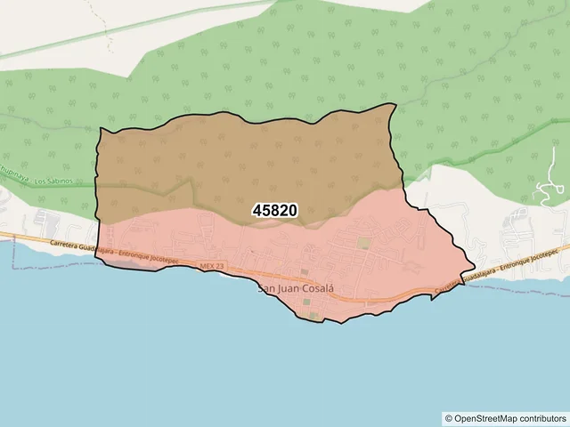 Mapa del código postal 45820, Jocotepec, Jalisco