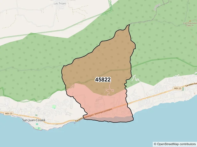 Mapa del código postal 45822, Jocotepec, Jalisco