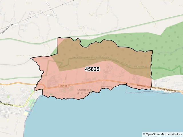 Mapa del código postal 45825, Jocotepec, Jalisco