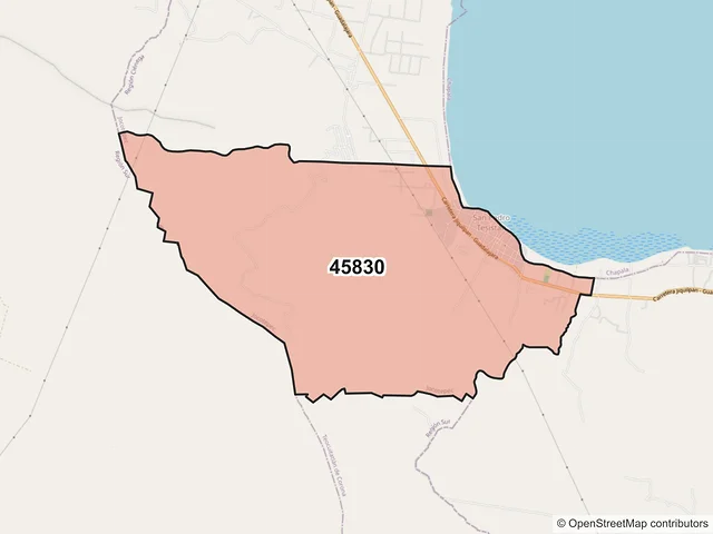 Mapa del código postal 45830, Jocotepec, Jalisco
