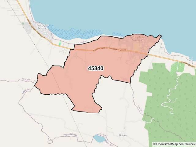 Mapa del código postal 45840, Jocotepec, Jalisco