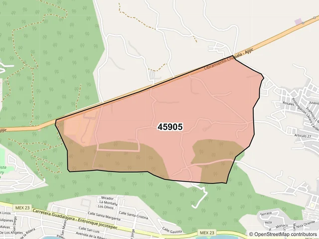 Mapa del código postal 45905, Chapala, Jalisco