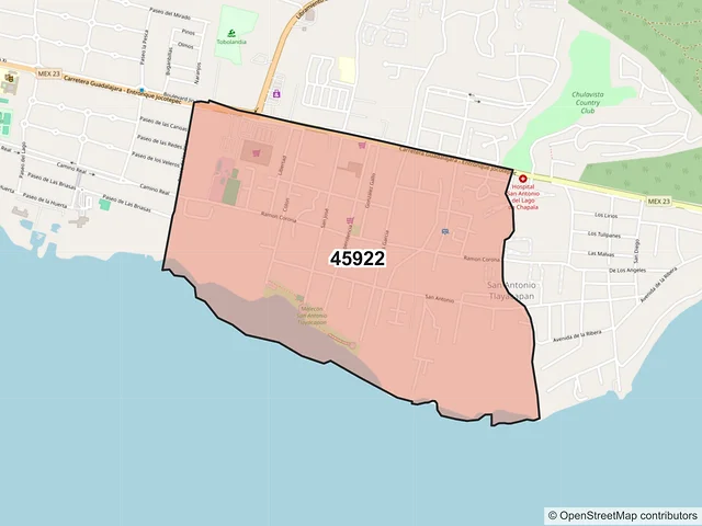 Mapa del código postal 45922, Chapala, Jalisco