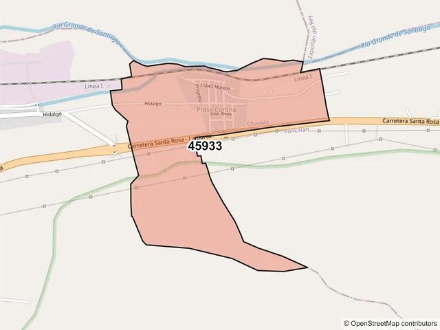Mapa del código postal 45933, Chapala, Jalisco