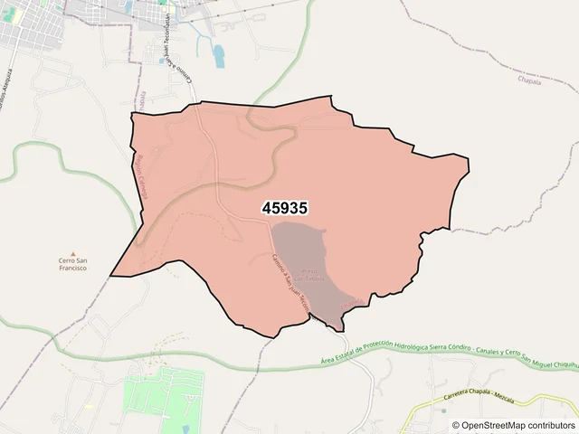 Mapa del código postal 45935, Chapala, Jalisco