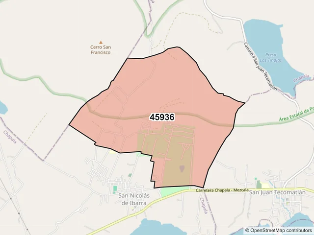 Mapa del código postal 45936, Chapala, Jalisco