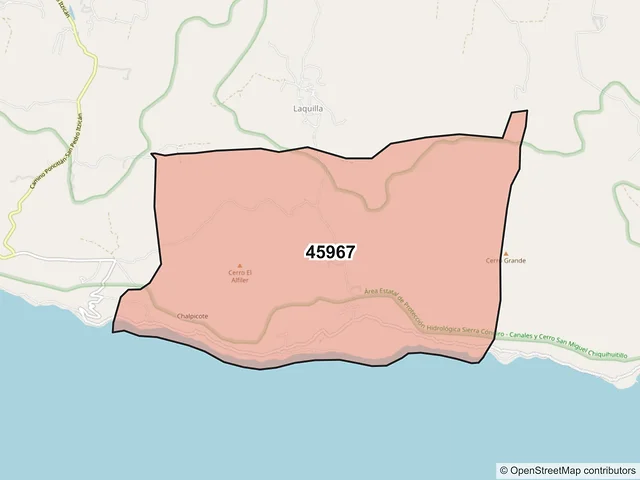 Mapa del código postal 45967, Poncitlán, Jalisco