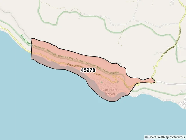 Mapa del código postal 45978, Poncitlán, Jalisco