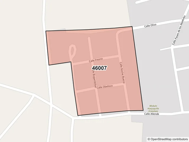 Mapa del código postal 46007, Huejuquilla el Alto, Jalisco