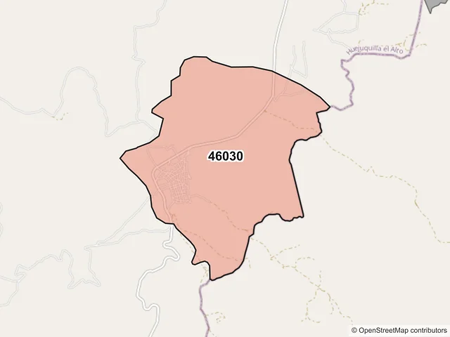 Mapa del código postal 46030, Huejuquilla el Alto, Jalisco