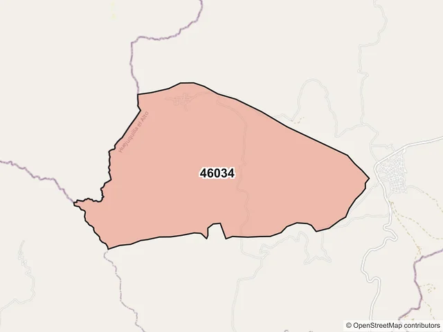Mapa del código postal 46034, Huejuquilla el Alto, Jalisco