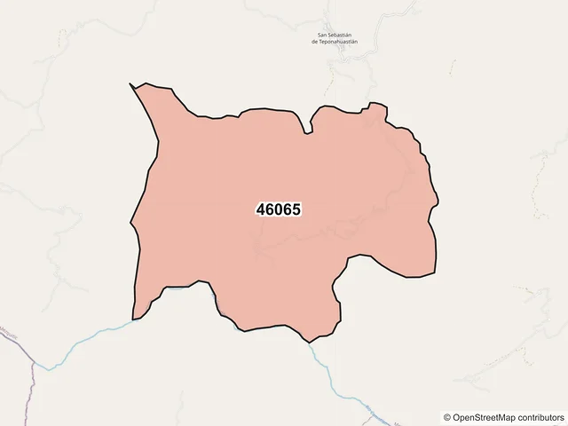 Mapa del código postal 46065, Mezquitic, Jalisco