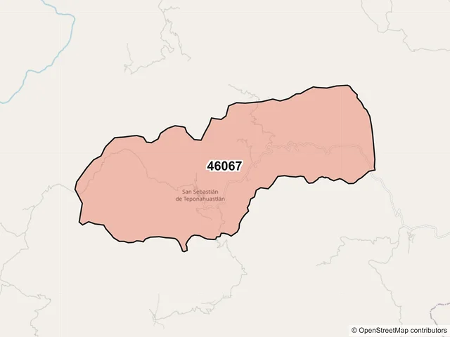 Mapa del código postal 46067, Mezquitic, Jalisco