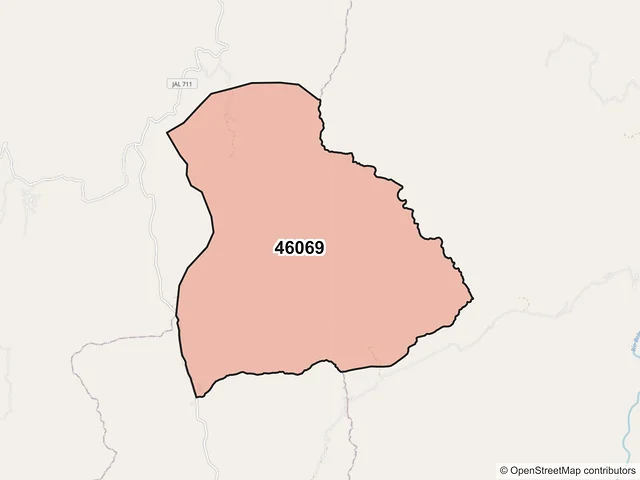 Mapa del código postal 46069, Mezquitic, Jalisco