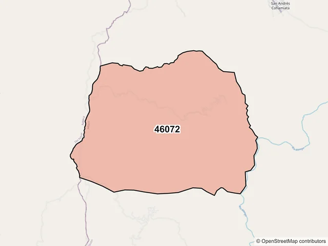 Mapa del código postal 46072, Mezquitic, Jalisco
