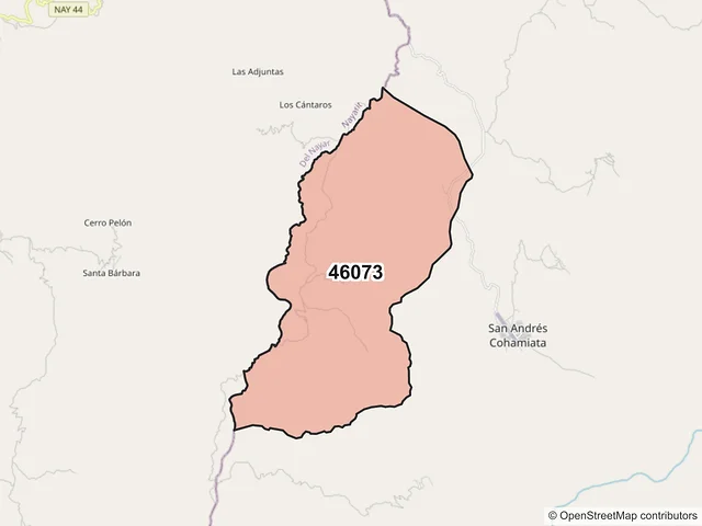 Mapa del código postal 46073, Mezquitic, Jalisco