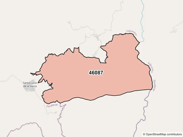 Mapa del código postal 46087, Mezquitic, Jalisco