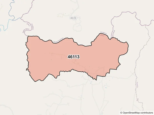 Mapa del código postal 46113, Villa Guerrero, Jalisco