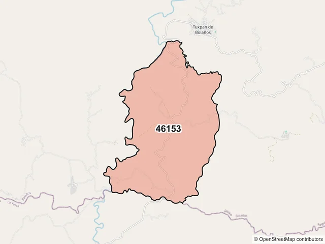 Mapa del código postal 46153, Bolaños, Jalisco