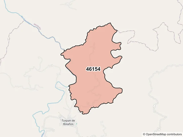 Mapa del código postal 46154, Bolaños, Jalisco