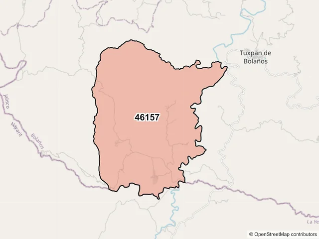 Mapa del código postal 46157, Bolaños, Jalisco
