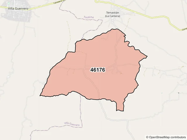 Mapa del código postal 46176, Totatiche, Jalisco
