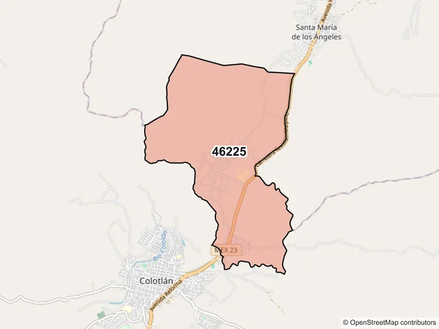 Mapa del código postal 46225, Colotlán, Jalisco