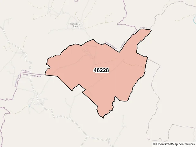 Mapa del código postal 46228, Colotlán, Jalisco